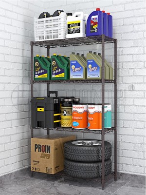 落地碳灰色輕型線網置物架