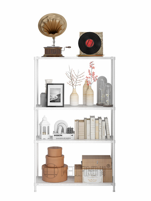 白色洞洞板落地置物架