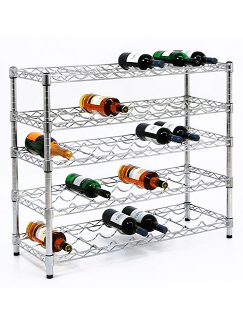 出口標準_紅酒儲放架_五層可調層距的紅酒展示陳列層架