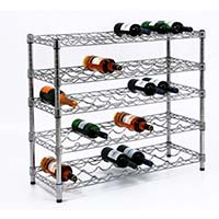 出口標準_紅酒儲放架_五層可調層距的紅酒展示陳列層架_鍍鉻