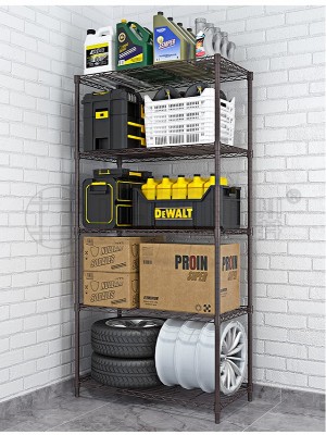 落地碳灰色輕型線網置物架