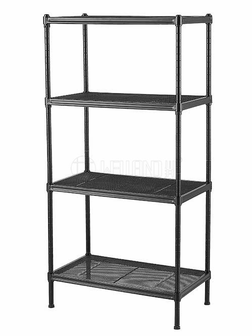 可移動黑色拉網置物架 落地鐵藝收納架 四層（1）