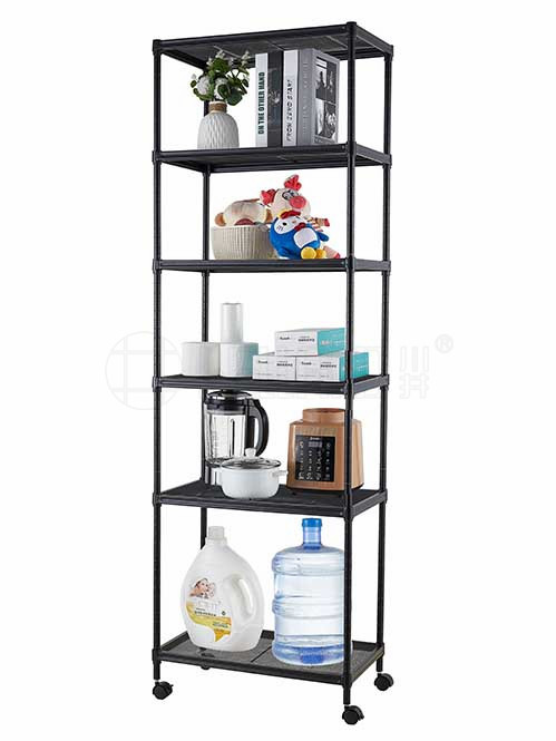 可移動黑色拉網置物架 落地鐵藝收納架 五層（3）