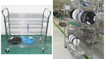 防靜電SMT原材料車，碳鋼鍍鉻貨架的特點