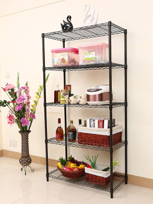 落地碳灰色輕型線網置物架