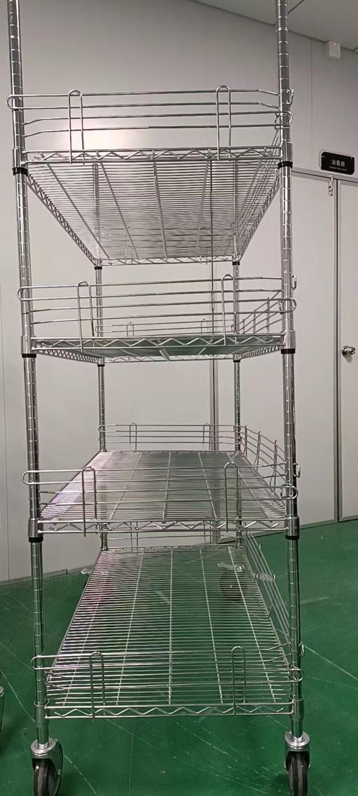 帶護欄貨架工廠周轉用網格子貨架多功能可移動防倒帶圍邊架子-川井