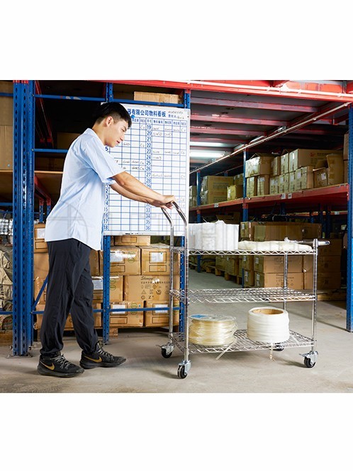 防靜電三層工作手推車配送車