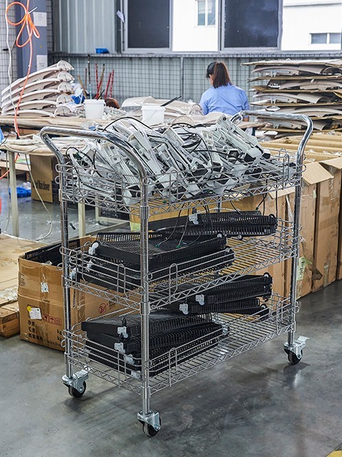 防靜電三層工作手推車配送車