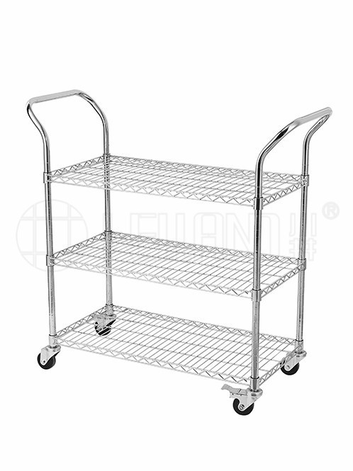 防靜電三層工作手推車配送車