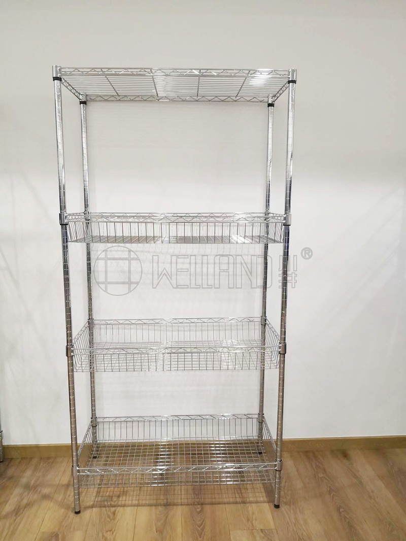 熱銷中東電鍍四層網籃貨架-川井