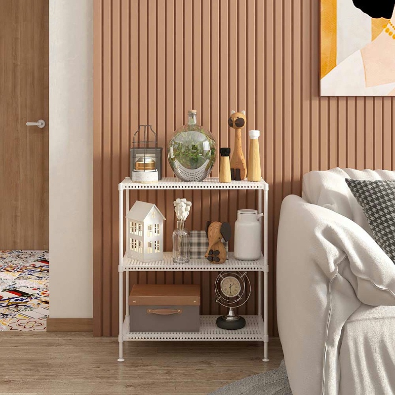 家居三層可調節穿孔金屬置物架 (2)