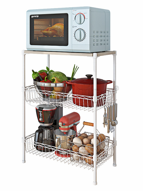 廚房落地廚具廚房用品收納架 家用電器微波爐烤箱落地儲(chǔ)物架