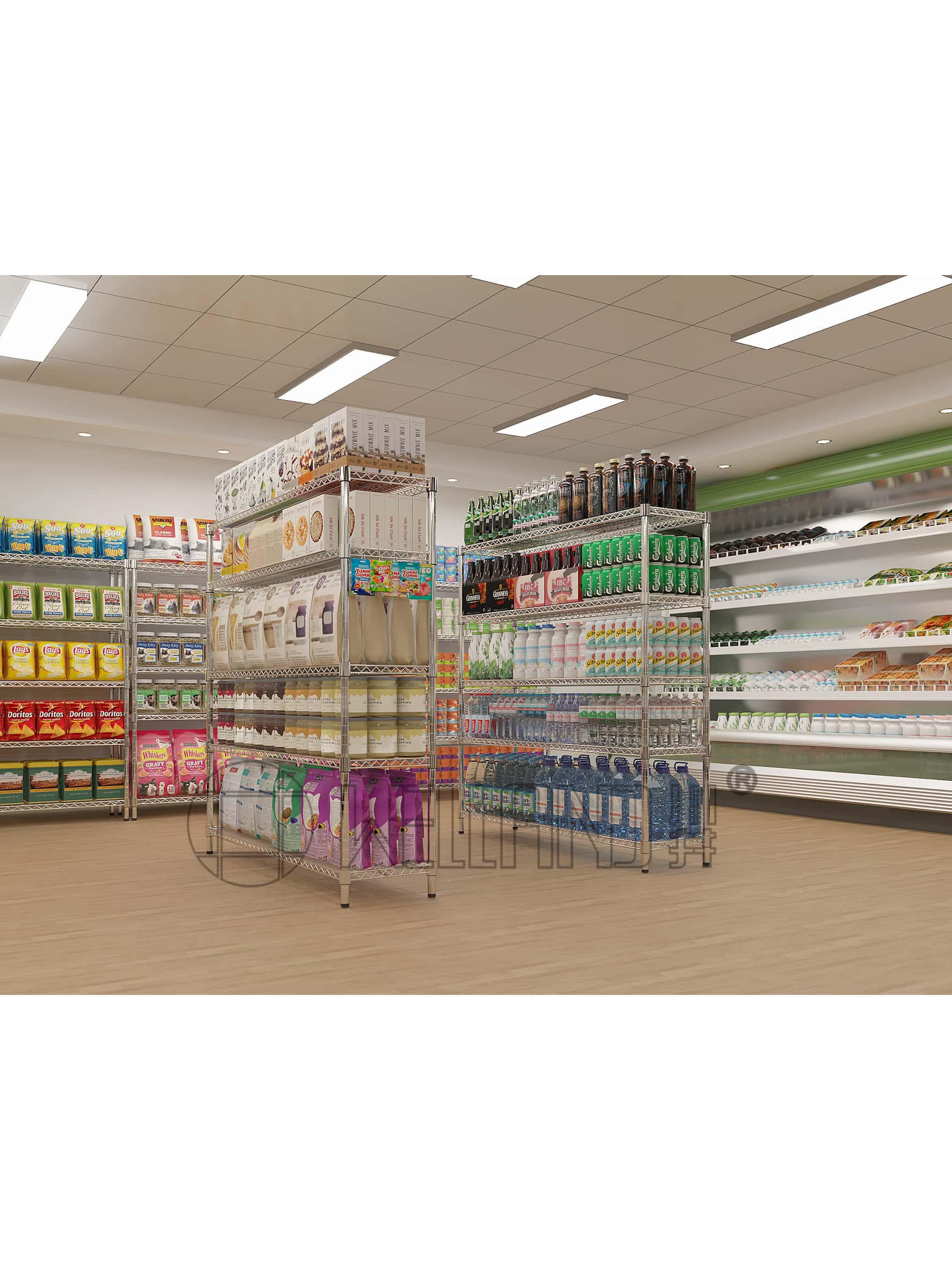 電鍍鉻可調超市展示架 電鍍鉻可調超市展示架