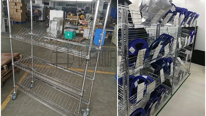 加固型峰網手推車 定制款式料盤周轉推車 電子工廠專用