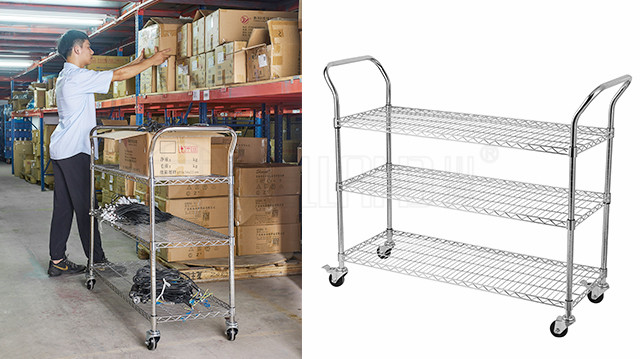 工業手推車工廠物料推車鍍鉻周轉車車間運送車-川井