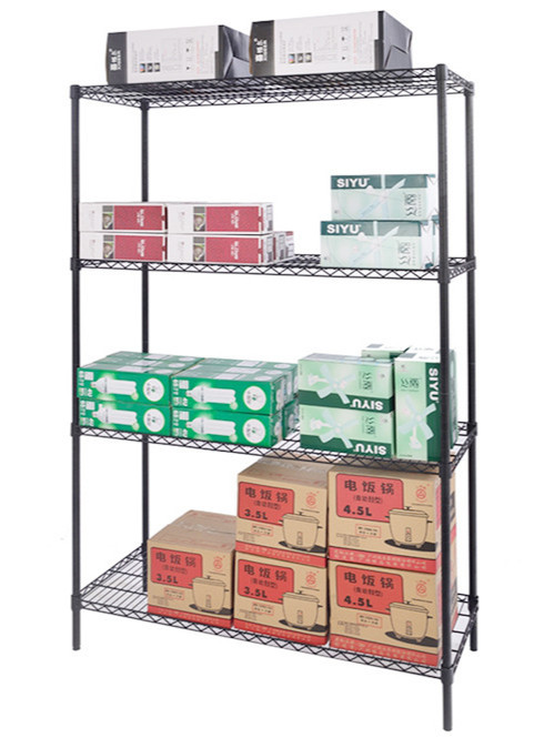 多層辦公室噴粉黑色4層線網置物架