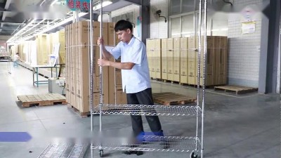 川井五層電鍍鉻線網貨架安裝視頻