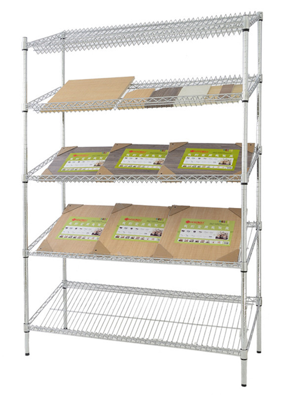 鍍鉻商場展廳樣板間鍍鉻斜網展示架