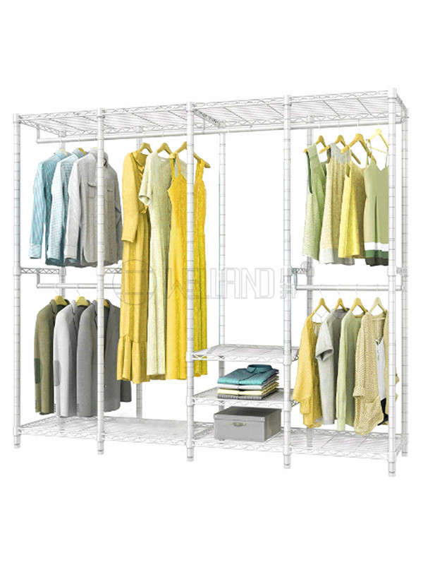 象牙白色簡易質量好衣柜 組合衣架 置物架