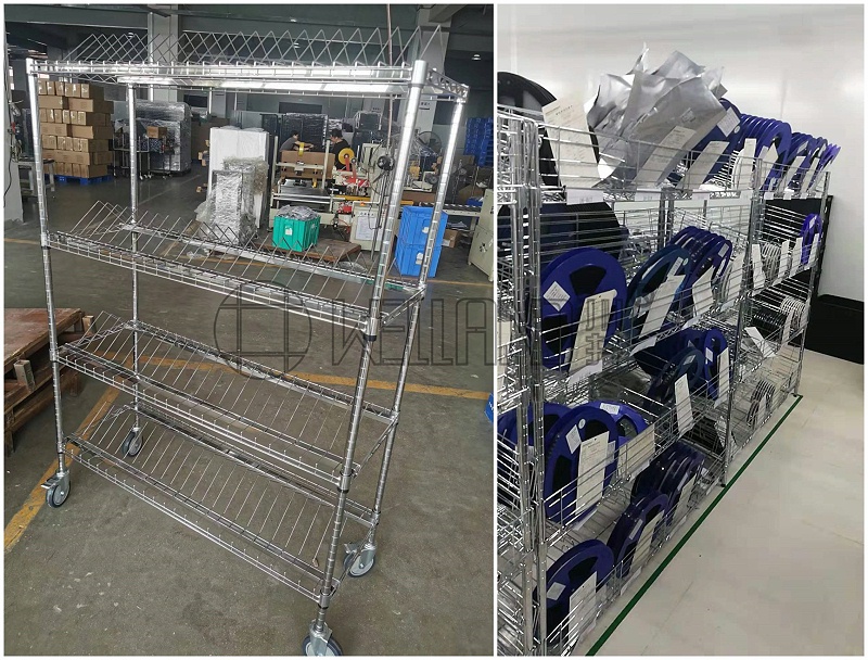 加固型峰網(wǎng)手推車(chē) 定制款式料盤(pán)周轉(zhuǎn)推車(chē) 電子工廠(chǎng)專(zhuān)用